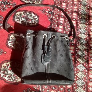 Dooney and Bourke Vintage Bucket Bag Black Drawstring Purse